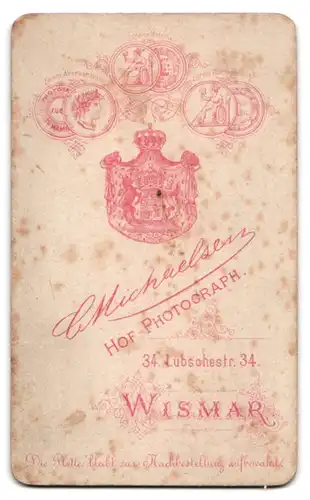 Fotografie G. Michaelsen, Wismar, Lübschestr. 34, Portrait Frau in schönem Kleid mit Schleife