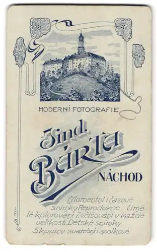 Fotografie Jind. Barta, Nachod, Ansicht Nachod, Blick auf das Schloss mit Turm