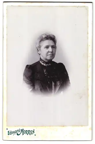 Fotografie Edouard Morren fils, Louvain, 39, Rue de Namur, Portrait ältere Dame mit zurückgebundenem Haar
