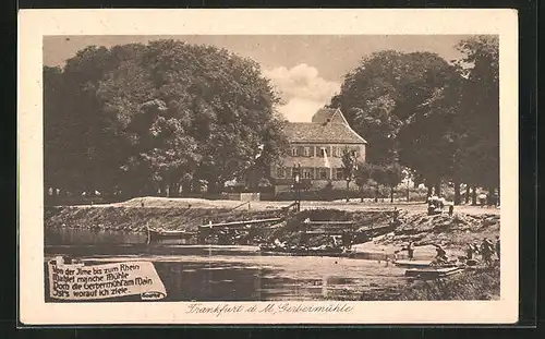 AK Frankfurt-Oberrad, Gasthaus Gerbermühle, Badestrand