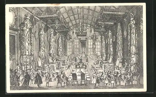 Künstler-AK Alt-Frankfurt, Eine Krönungsfeier im Römersaal 1745