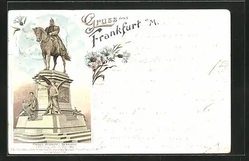 Lithographie Frankfurt, Kaiser Wilhelm I. Denkmal