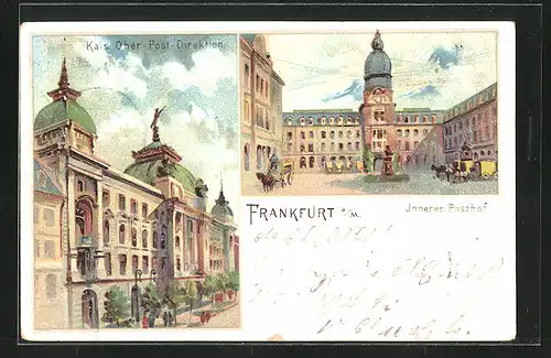 Lithographie Frankfurt, Kais. Ober-Post-Direktion, Innerer Posthof