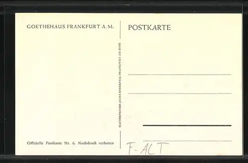 AK Frankfurt a. M., Goethehaus, Musikzimmer I. Stock, Innenansicht