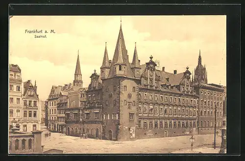 AK Alt-Frankfurt, Saalhof mit Café Kellerbrunnen