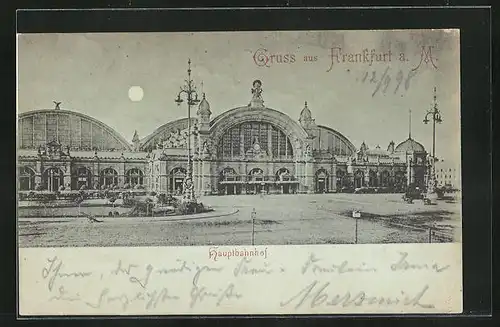 Mondschein-AK Frankfurt a. M., Hauptbahnhof