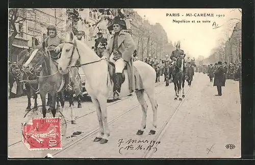 AK Paris, Mi-Carême 1910, Napoléon et sa suite, Faschingsumzug