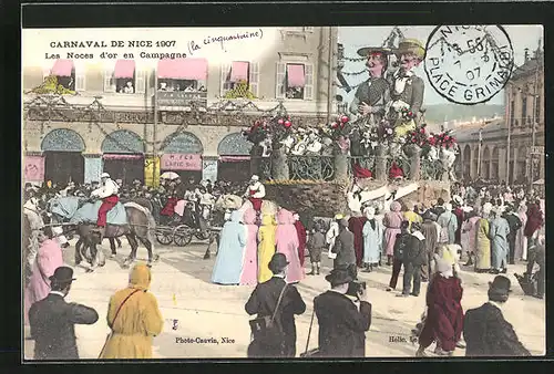AK Nice, Carnaval 1907, Les Noces d`or en Campagne, Fasching