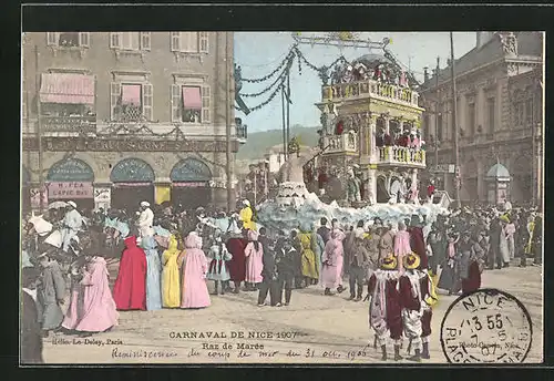 AK Nice, Carnaval 1907, Raz de Marée, Fasching