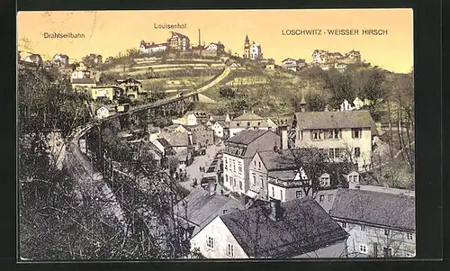 AK Dresden-Loschwitz, Drahtseilbahn, Louisenhof auf der Loschwitzhöhe