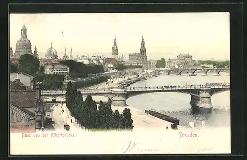 AK Dresden, Blick von der Albertbrücke