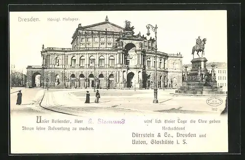 AK Dresden, Königliche Hofoper, König Johann-Denkmal