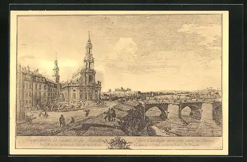 Künstler-AK Dresden, Der Schlossplatz im 18ten Jahrhundert nach einem Stich von Canaletto