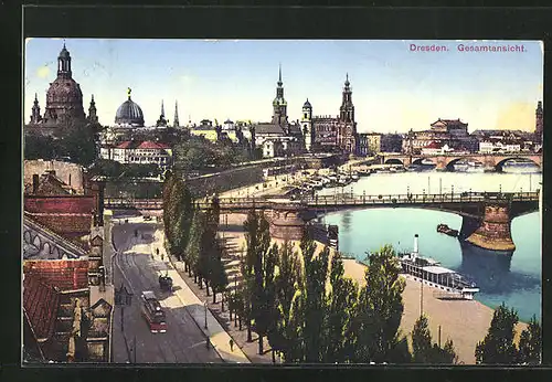 AK Dresden, Elbpartie am Altstadtufer