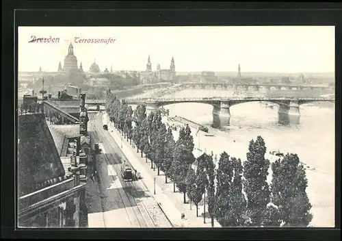 AK Dresden, Ansicht vom Terrassenufers