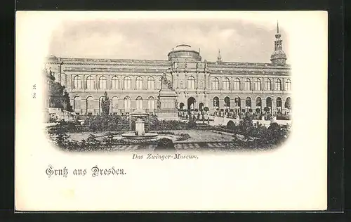 AK Dresden, Zwinger-Museum mit Parkanlage