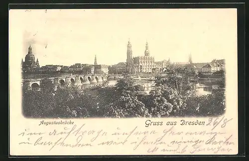 AK Dresden, Augustusbrücke mit Altstadt