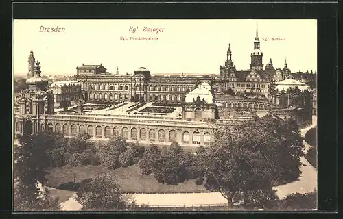 AK Dresden, Kgl. Zwinger mit Kgl. Gemäldegalerie