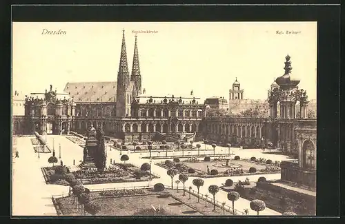 AK Dresden, Zwinger mit Sophienkirche