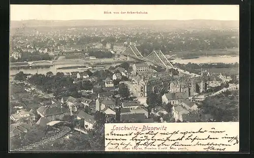 AK Dresden-Loschwitz-Blasewitz, Blick von der Schwebebahn