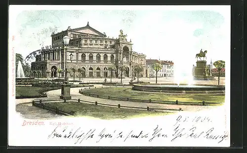 AK Dresden, Kgl. Hofoper mit Fontäne