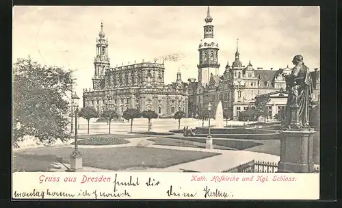 AK Dresden, Kath. Hofkirche und Kgl. Schloss