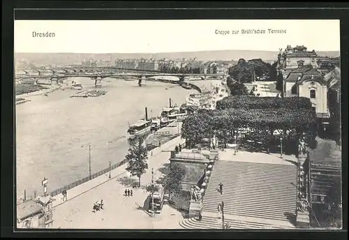 AK Dresden, Treppe zur Brühl`schen Terasse