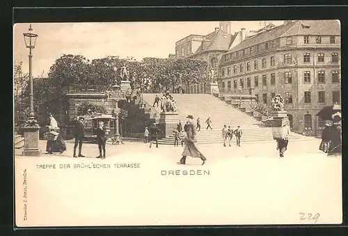 AK Dresden, Treppe der Brühl`schen Terasse