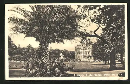 AK Dresden, Grosser Garten, Partie am Palais