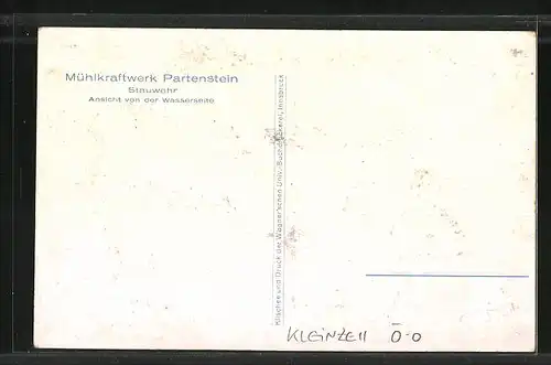 AK Kleinzell, Mühlkraftwerk Partenstein, Stauwehr, Ansicht von der Wasserseite