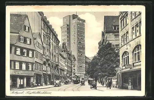 AK Stuttgart, Strasse am Tagblatthochhaus