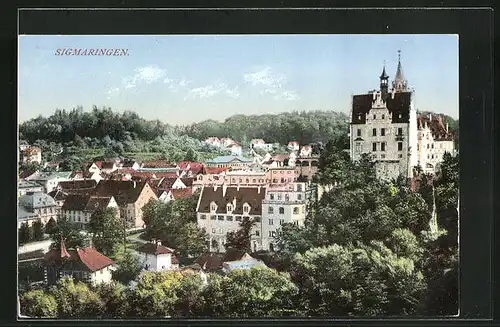 AK Sigmaringen, Teilansicht mit Kirche