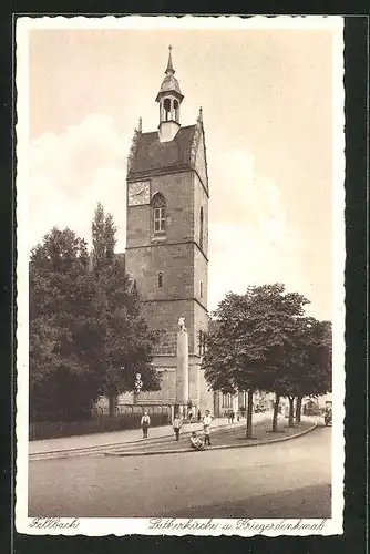AK Fellbach, Lutherkirche und Kriegerdenkmal