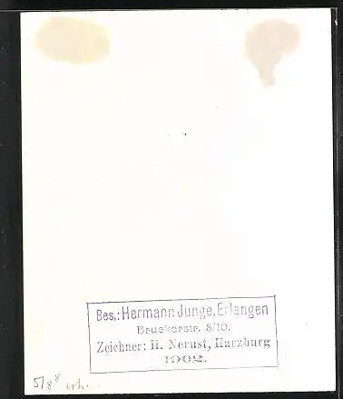 Exlibris Hermann Junge Erlangen, Tisch mit Büchern, Wappen mit Adler und Ritterhelm
