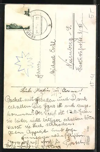 Künstler-AK Glücksbringerbomber, Neujahrsgruss, Flugzeug