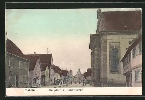 AK Rosheim, Hauptstrasse mit Oberkirche