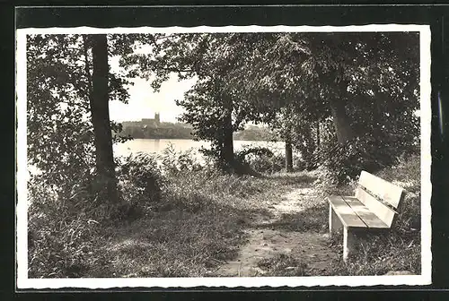 AK Woldenberg, Seepromenade mit Sitzbank