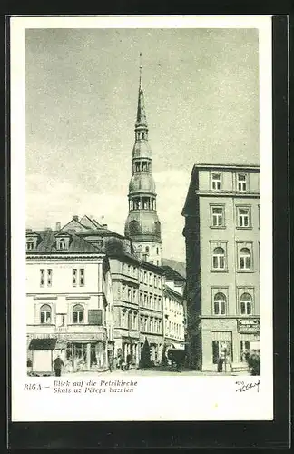 AK Riga, Blick auf die Petrikirche