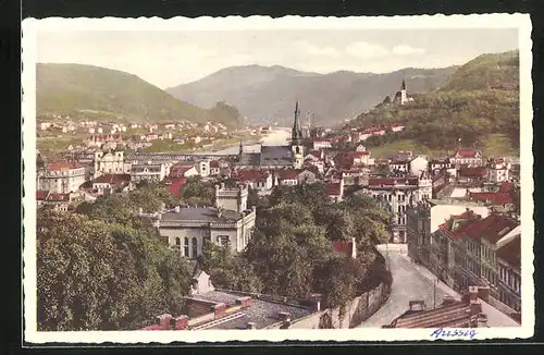 AK Aussig a. d. Elbe / Usti, Gesamtansicht mit Blick ins Elbetal