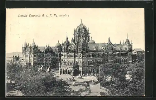 AK Bombay, Victoria Terminus G. I. P. Ry, Bahnhof