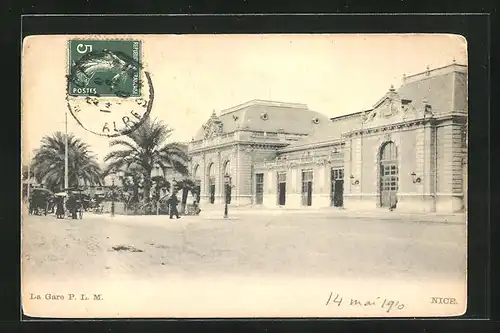 AK Nice, La Gare P. L. M., Bahnhof