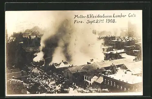 AK Quincy, IL, Moller & Vandenboom Lumber Co`s, Fire Sept. 21st 1908, Brand in einer Holzhandlung