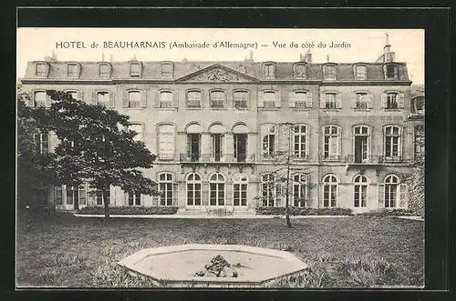 AK Paris, Hotel de Beauharnais, Ambassade d`Allemagne, Vue du côte du Jardin, 78 Rue de Lille, Deutsche Botschaft