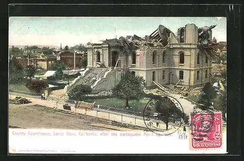 AK Santa Rosa, CA, Destroyed County Courthouse after the earthquake April 18, 1906