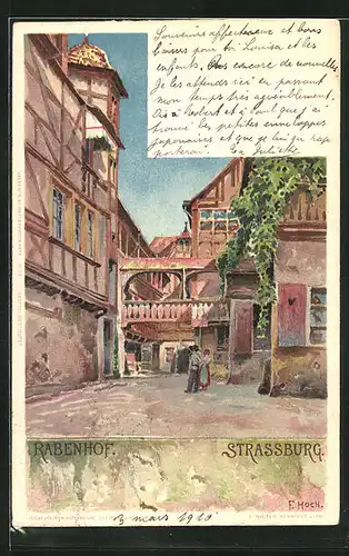 Künstler-AK Franz Xaver Hoch: Strassburg, Hotel Rabenhof
