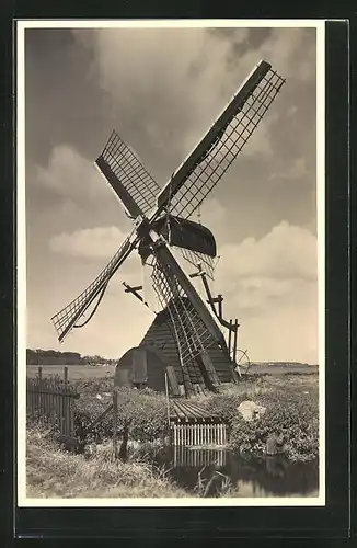 AK Oegstgeest, Windmühle, Onbewoonde wipwatermolen met overdekt buitenscheprad, van de Maredijkpolder