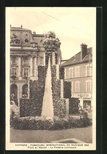 AK Auxerre, Concours International de Musique 1934, Place du Marché, La Fontaine Lumineuse, Sängerfest