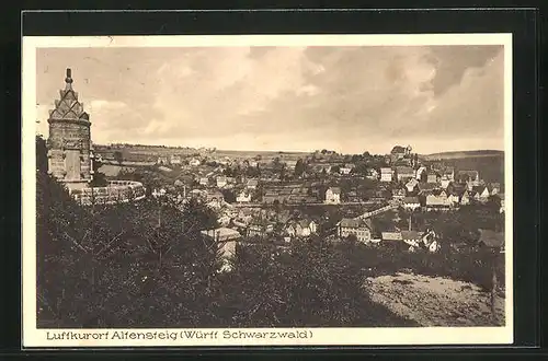 AK Altensteig /Schwarzwald, Panorama mit Denkmal