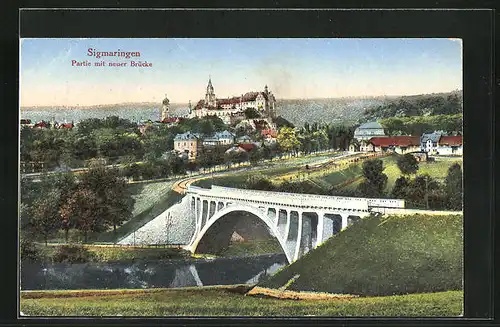 AK Sigmaringen, Partie mit neuer Brücke