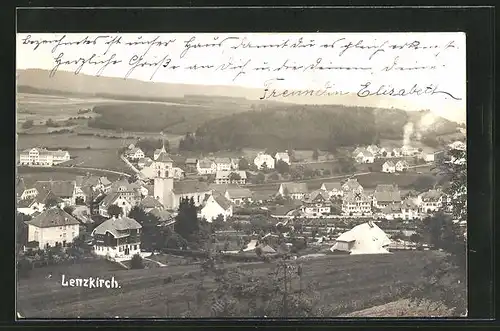 AK Lenzkirch, Panorama mit Kirche